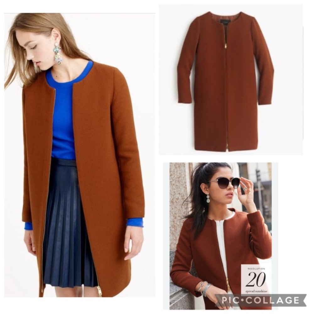 JCREW Double Cloth Collarless Coat
Rust Color